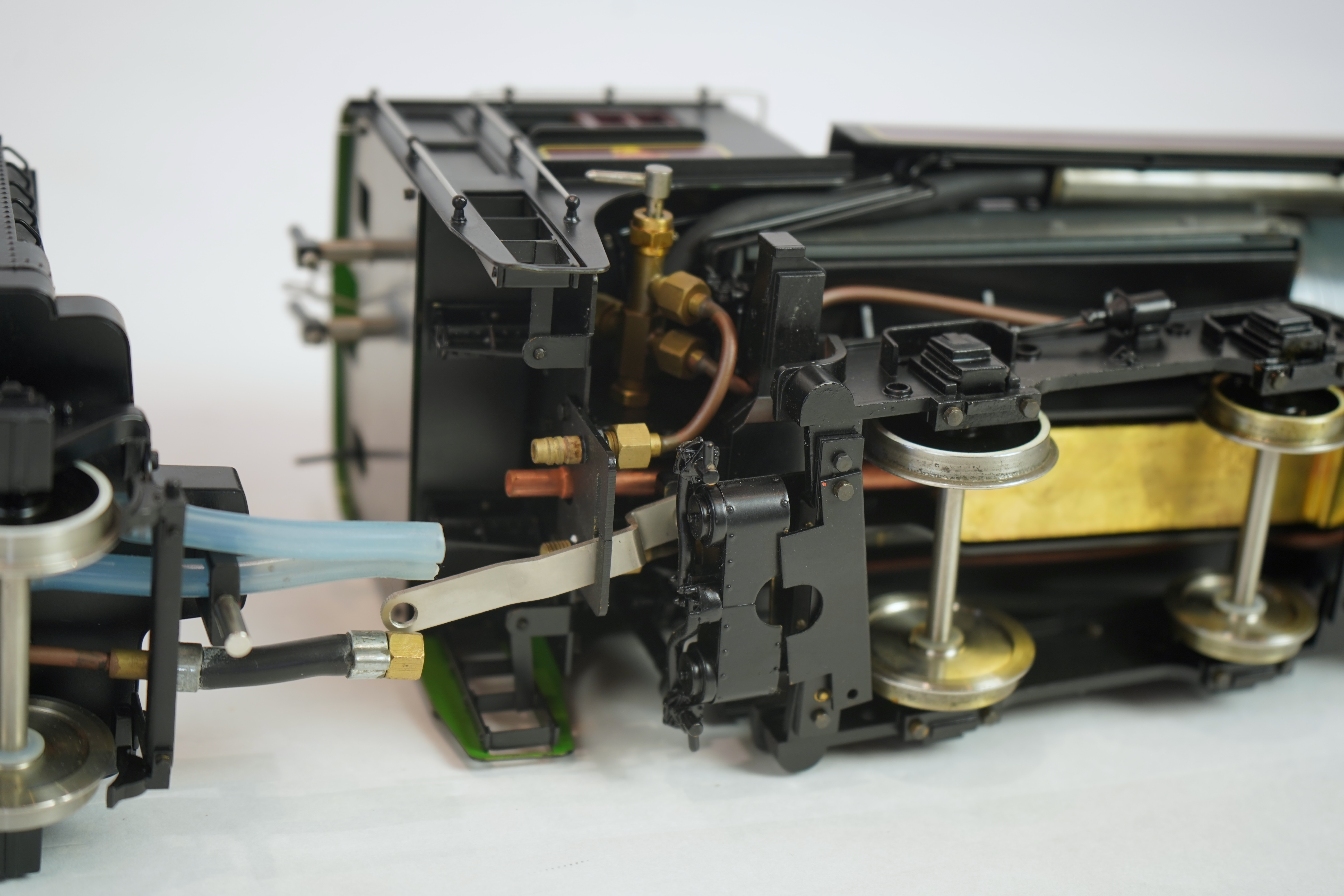 A Gauge One Accucraft Models live steam model of Canadian Pacific 2860, 4-6-4 locomotive with bogie tender, spirit fired working two cylinder motion, hand pump and axle pump, etc.